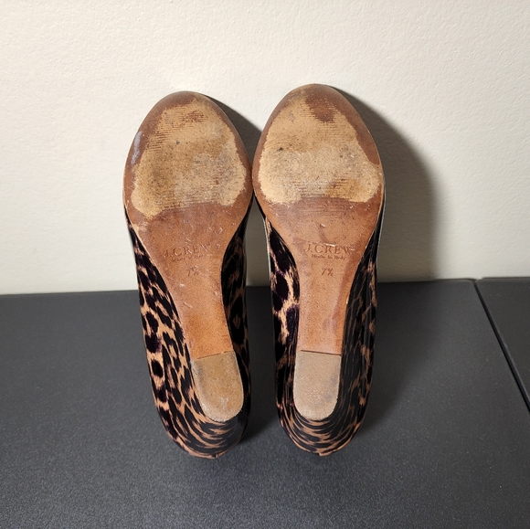 J.Crew Leopard Print Petent Leather Martina Wedge Shoes Women's Size 7.5 - Picture 7 of 10